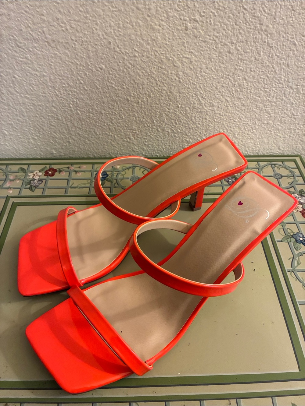Women’s Neon Orange Strappy Heeled Sandals
